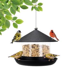 lot 1156 image: QZLOHOM Wild Bird Feeder, Large Capacity Hanging Bird Feeder with Multiple Suspension Options, Black (Black) - Retail $30
