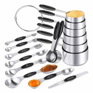 lot 1159 image: Measuring Cups &amp Spoons Set of 16, BOBIPRO Stainless Steel 8 Nesting Measure Cups Set &amp 7 double-sided Magnetic Measuring Spoons Set &amp 1 Leveler for Dry and Liquid Ingredient&nbsp