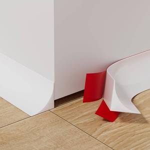 lot 1186 image: 9.8 Flexible Quarter Round Molding, Peel and Stick Shoe Molding Baseboard,Selfadhesive Corner Trim for Wall Floor Edge, Bendable Rubber Trim for Stair,Countertop,Backsplash, Bathroom Bathtub (White)&nbsp