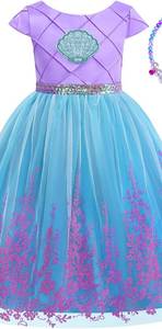 lot 1191 image: knemmy Mermaid Dress for Girls Princess Costumes for Halloween Cosplay Fancy Dress Up Party Birthday Outfit 4-5 YEARS - Retail $25