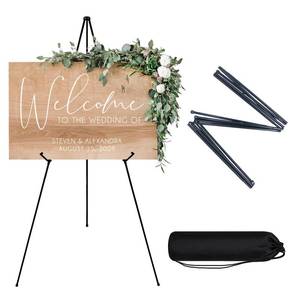 lot 1199 image: JEAWIWI 3PCS Black Lightweight Easel Stand for Wedding Signs, 66 Inch Adjustable Display Easel, Metal Poster Stand for Wedding, Art Display & Signs with Portable Bags - Retail $45