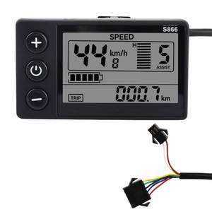 lot 1210 image: Electric Bike LCD Display Meter, 24V-60V E Bike Display Meter Control Panel with SM Plug Conversion Kit for Electric Scooter 22.2mm0.9in Handlebars - Retail $26
