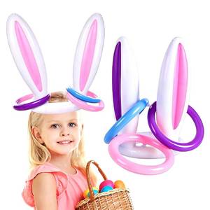 lot 1231 image: 2Pack Inflatable Bunny Rabbit Ears Ring Toss Easter Party Games (2 Set8 Rings) Target Throwing Toys, Indoor Outdoor Family Easter Party Favors Supplies&nbsp