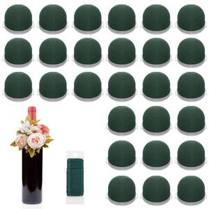 lot 1237 image: 24 Pcs Mini Floral Foam Holder Round Floral Foam with Green Arrangement Wire Arrangement Supplies for Table Wedding Wine Bottle Decor - Retail $33