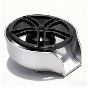 lot 1242 image: Automatic Glass Rinser for Kitchen Sink, Stainless Steel Cup Washer with G12 Thread, Professional Corrosion-Resistant Pressure Glass Washer, ABS Plastic Base - Retail $30