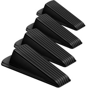 lot 1258 image: Door Stoppers, 4 Pack Premium Rubber Stoppers Wedge, Stops for Carpet Heavy Duty Door, Bottom of on Tile, Concrete, Carpet, Wooden Floor (Black)&nbsp