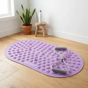 lot 1267 image: Ergonomic Silicone Foot Pressure Relief Pad with Magnetic Disc, 8-Shaped Resistance Band with Handles for Men & Women - Portable Foot Massage Mat for Home Fitness, Yoga & Daily Comfort - Retail $31