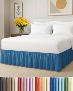 lot 1270 image: Bedskirt Queen Size Ruffle - 15 inch Drop Dust Ruffle Bed Skirt with Platform - Ultra-Soft, Easy Fit, Premium Hotel Quality - Wrinkle and Fade Resistant - for Women, Men, Kids and Teens - Denim Blue - Retail $26