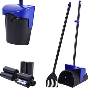 lot 1287 image: Pooper Scooper Large Swivel Bin & Rake with 160 Waste Bags,Heavy Duty Dog Pooper Scooper with Bag Attachment for Large Small Dogs, Long Handle Poop Scooper with Lid for Yard, Grass, Gravel (Blue) - Retail $30