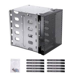 lot 1295 image: Saycker Stainless Steel Hard Drive Cage, 5.25 to 5X3.5 Rack SAS for Computer, Hard Driver Tray with Fan Space - Hard Drive Cage Adapter Rack Bracket(Silver) - Retail $26