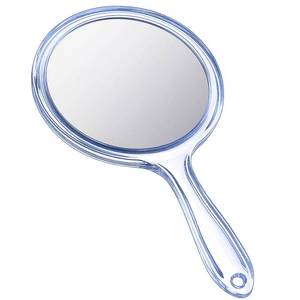 lot 107 image: Jetec Double Sided Handheld Mirror - 1X 2X Magnifying Mirror with Handle - Rounded Shape Makeup Mirror (Blue) - Retail $5