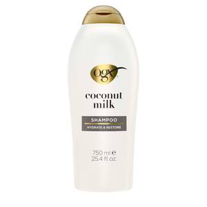 lot 112 image: OGX Nourishing  Coconut Milk Shampoo, Hydrating & Restoring Shampoo Moisturizes for Soft Hair After the First Use, Paraben-Free, Sulfate-Free Surfactants, 25.4 fl. oz - Retail $12