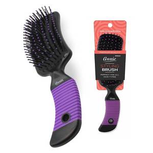 lot 114 image: Annie International Styling Banana Hair Brush Nylon Bristle, Wood Handle, 9 Inch Length - Retail $12