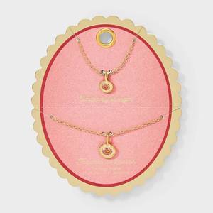 lot 126 image: 14K Gold Dipped Floral Pendant Necklace Set 2pc - Gold - Retail $20