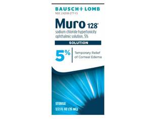 lot 135 image: Muro 128 Solution, Temporary Relief of Corneal Edema, Eye Care, Sodium Chloride Hypertonicity Ophthalmic Solution 5%, 0.5 Fl. Oz - Retail $26