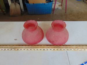 lot 4859 image: Pair of Cranberry Glass Light Shades