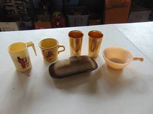 lot 4905 image: Monterrey butter dish and aluminum cups