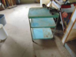 lot 4941 image: Blue Enamel 3 Tier Cart