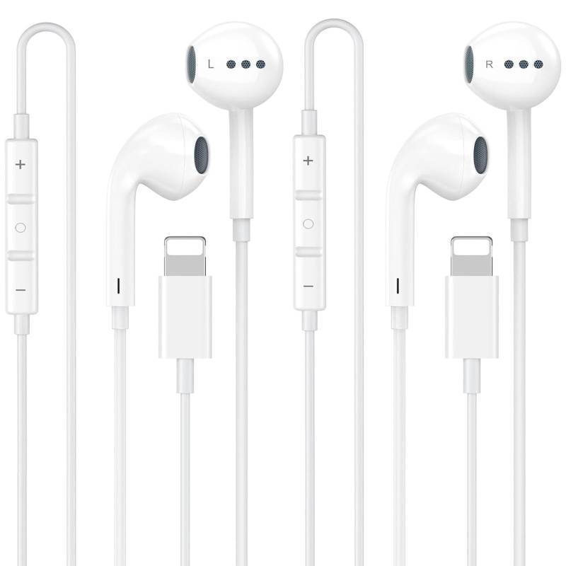 lot 35884 image: 2 Packs for iPhone Headphones Wired EarbudsEarphones with Built-in Microphone & Volume Control HiFi Stereo Nosie Reduction Compatible for iPhone 14 13 12 11 Pro Max XS XR X 8 7 6, Support All iOS - Retail $10
