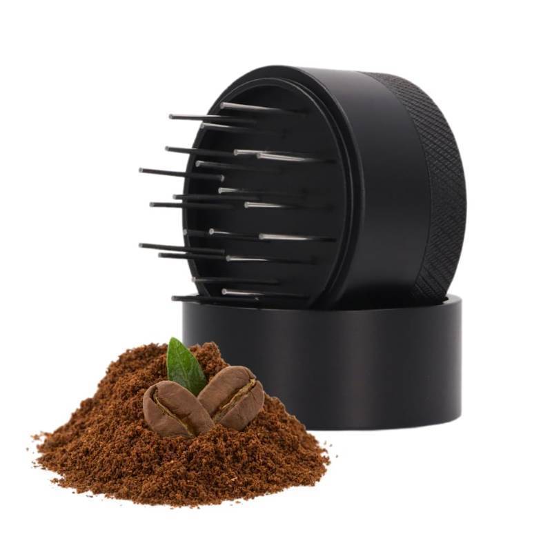 lot 35963 image: Coffee Needle Distributor, 21 Needles Coffee Cloth Powder Needle Distributor Stirrer With Base and Stainless Steel Needle coffee tool for Cafes and Homes (53MM) - Retail $30