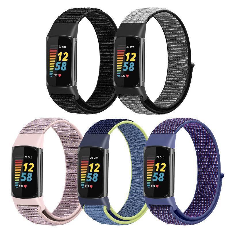 lot 35973 image: WNIPH Nylon Loop Watch Bands Compatible with Fitbit Charge 6Charge 4 Bands, 4 Pack Adjustable Soft Breathable Sport Loop Wristband Replacement Straps for Charge 5Charge 6 Women Men - Retail $14