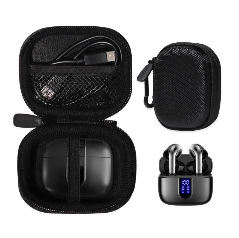 lot 36016 image: CaseSack Case for TAGRY X08 Bluetooth Headphones True Wireless Earbuds 60H, mesh Pocket for Charge Cable (Black) - Retail $13