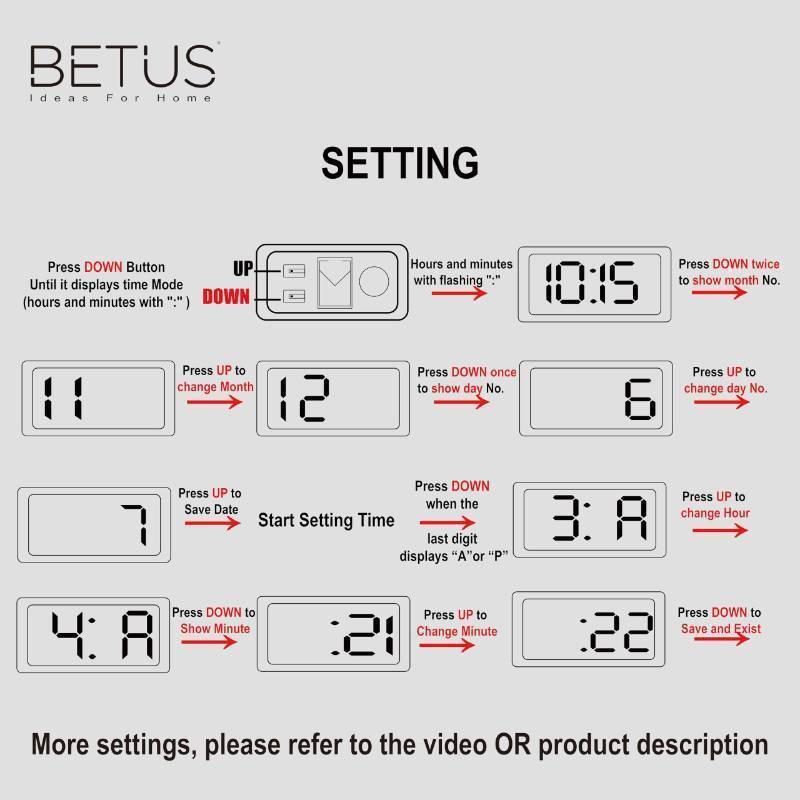 lot 36017 image: Betus Car Dashboard Digital Clock - Vehicle Adhesive Clock with Jumbo Time & Day Display - Mini Automotive Stick On Watch for Car Truck Dashboard & Air Vent(Black Pack of 1) - Retail $6