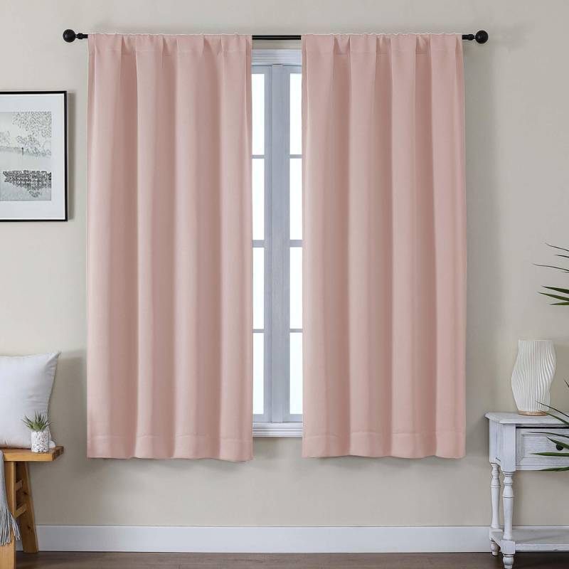 lot 36062 image: Valentines Day Blackout Curtains for Living Room 63 Inch Long, Thermal Insulated Window Treatment Black Out Curtains for Bedroom Decor with Rod Pocket, Each 40 Wx63 L, Blush Pink, 2PCS - Retail $16