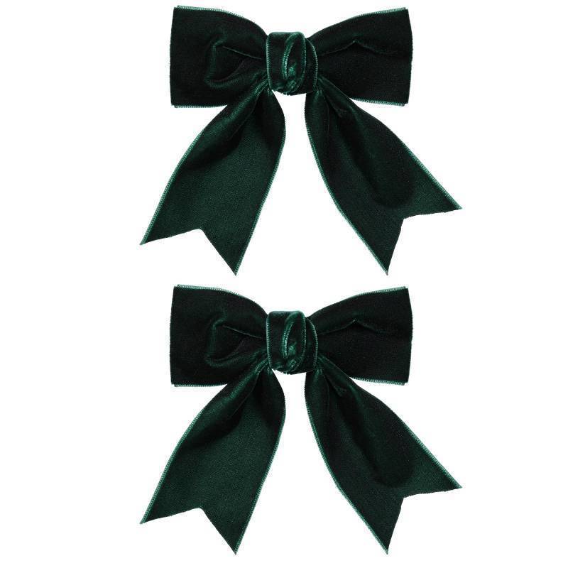 lot 36076 image: Velvet Dark Green Hair Bows Clips 4 Christmas Party Dress Decor Accessory for Toddler Teen Girls Big Fall Velvet Ribbon Bow-knot Alligator Barrettes Hairpins Kids New Year Gift - Retail $9