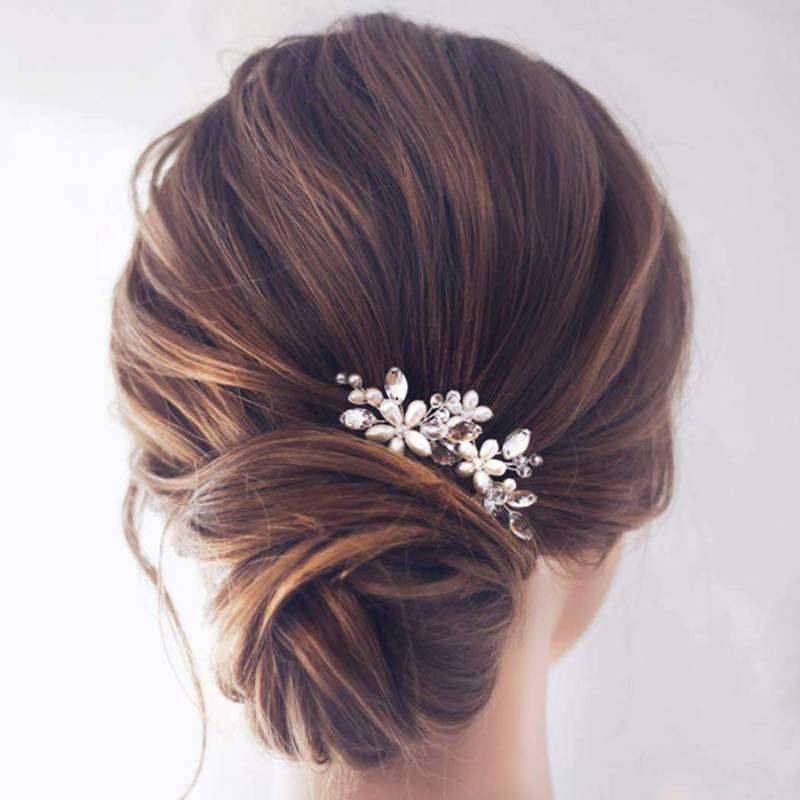 lot 44893 image: Pearl Hair Accessories Bridal Hair Clip for Wedding Decorative Hair Pins Women HP065 (Silver) - Retail $10