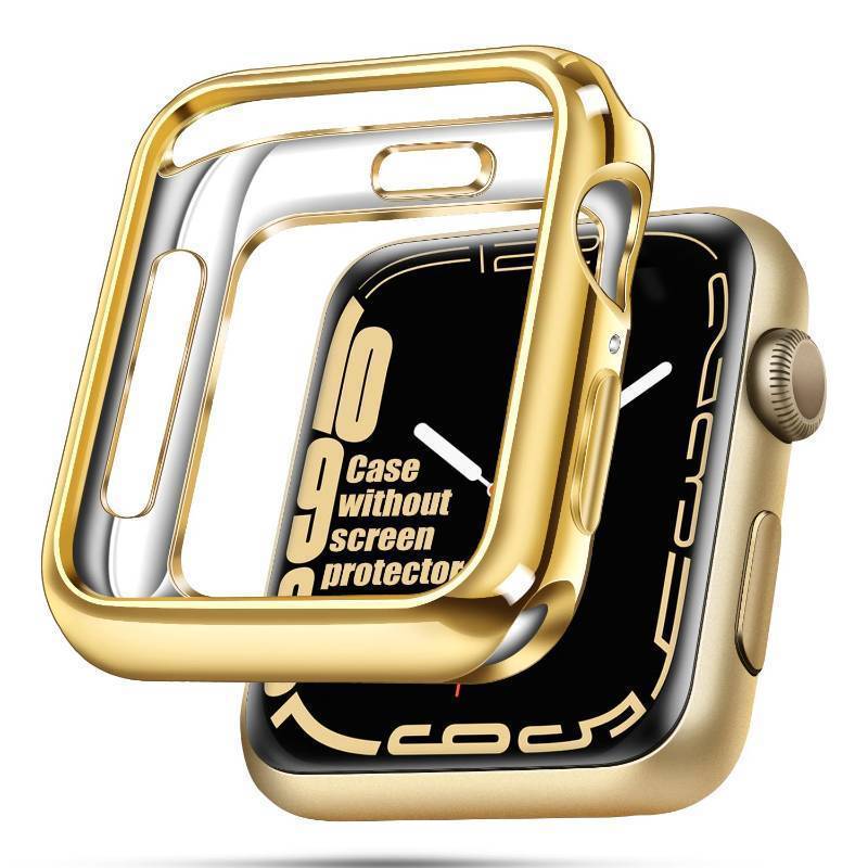 lot 44904 image: 40mm Case Soft Flexible Lightweight Anti-Scratch Overall Protective 40mm Waterproof Cover Case Shiny Workout Shockproof Bumper Compatible with Apple Watch Series 6SE54 - Gold - Retail $7