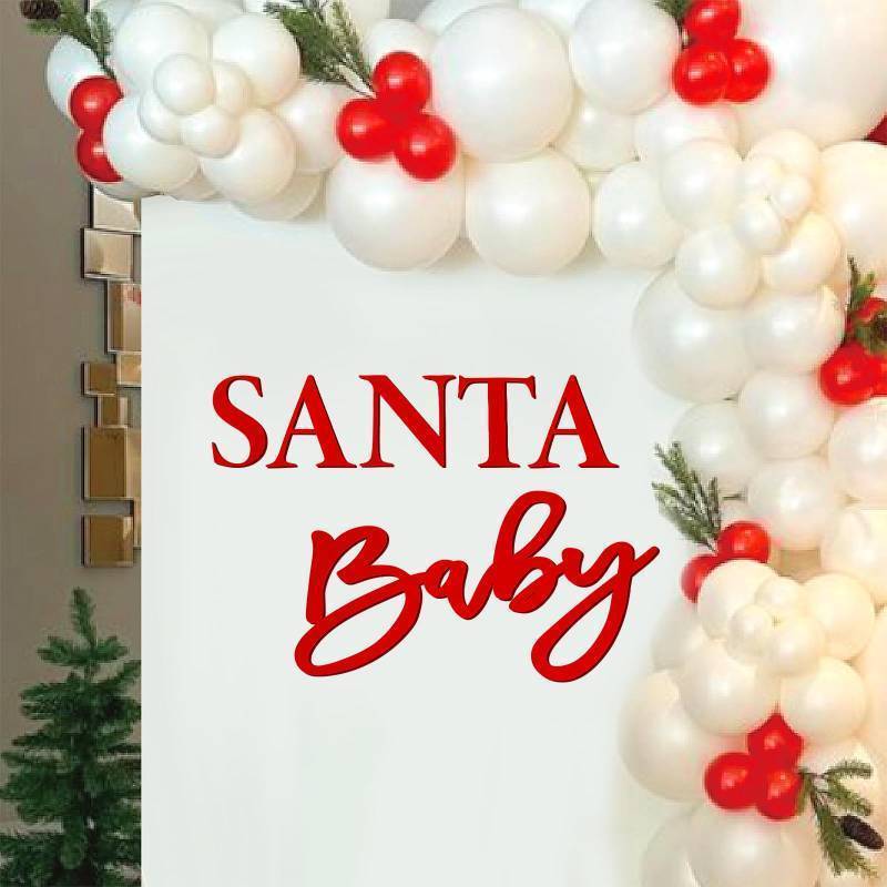 lot 44965 image: Felt Santa Baby Sign for Christmas Baby Shower Backdrop Red Xmas Felt Letter Gender Reveal Sign for Boy Girl 1st Birthday Party Arch Decor Wall Photo Prop - Retail $14