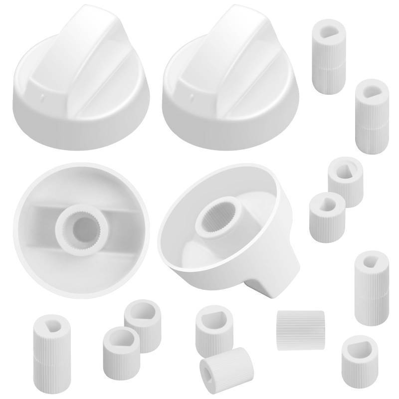 lot 44976 image: Universal White Control Knobs 4-Pack with 12 Adapters Compatible for OvenStoveRange Widely Used (1year Free Return and Exchange Service) - Retail $9