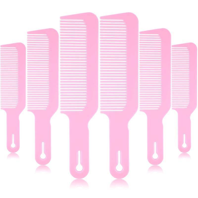 lot 45013 image: 6 Pack Plastic Pink Hair Combs, 9 Inch Blending Barber Clipper Combs for Clipper Cuts and Flattops, Heat Resistant Anti-Static Hairdressing Combs (Pink, 6 Pieces) - Retail $8