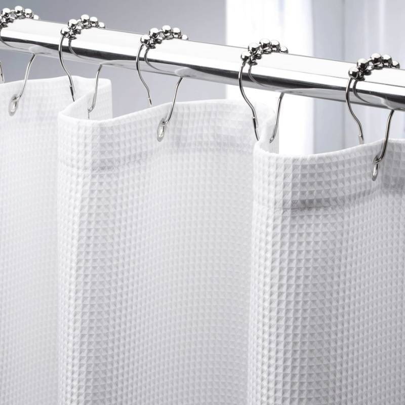 lot 45026 image: Extra Long Shower Curtains 84 Inches Tall, Waffle Shower Curtain White Heavy Duty, Extra Tall Shower Curtain Fabric, Hotel Quality Bathroom Shower Curtains, 72x84 Inches - Retail $20