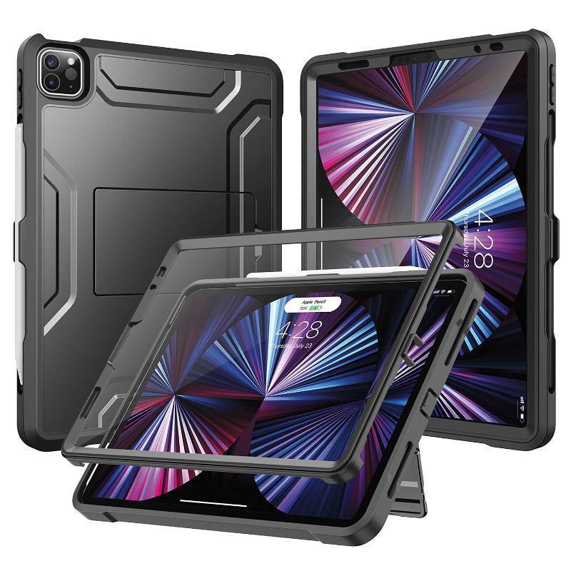 lot 55826 image: Soke Case for iPad Pro 11 Inch 2022202120202018iPad Air 5th4th Generation, Built-in Screen Protector - Support 2nd Apple Pencil Charging - Heavy Duty Rugged Protective Kickstand Case - Black - Retail $18
