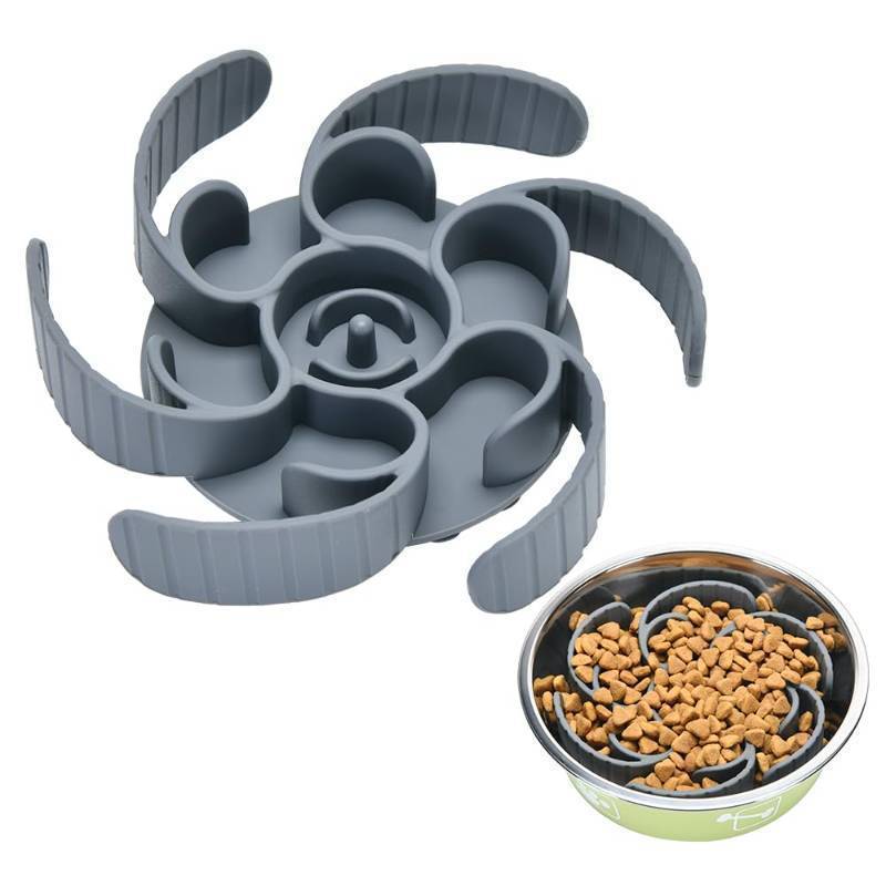 lot 55885 image: Slow Feeder Dog Bowls Insert, Third Generation upgraded Super Firm Eating Bowl��Cuttable�� for Large Breed and Medium Small Size Compatible with Regular Elevated Metal Glass Dog Bowl (Gray) - Retail $7