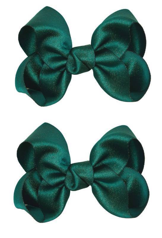 lot 55924 image: 3 Inch Baby Girl Hair Bows Clips Hairpin Headwear Little Teen Toddler Girls Kids Teens Toddlers Hair Accessories - Set of 2 (Green) - Retail $6