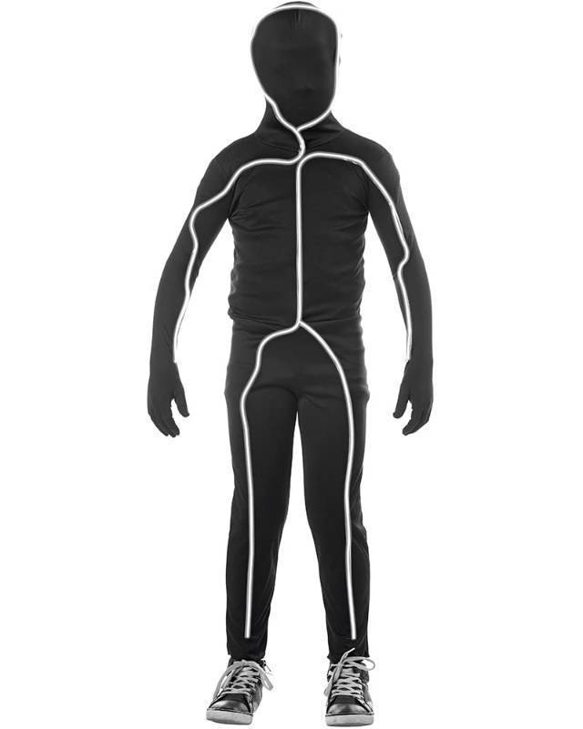lot 55941 image: Seasons Child Light Up Stick Figure Costume Light Hooded Bodysuit for Boys (M-(8-10))