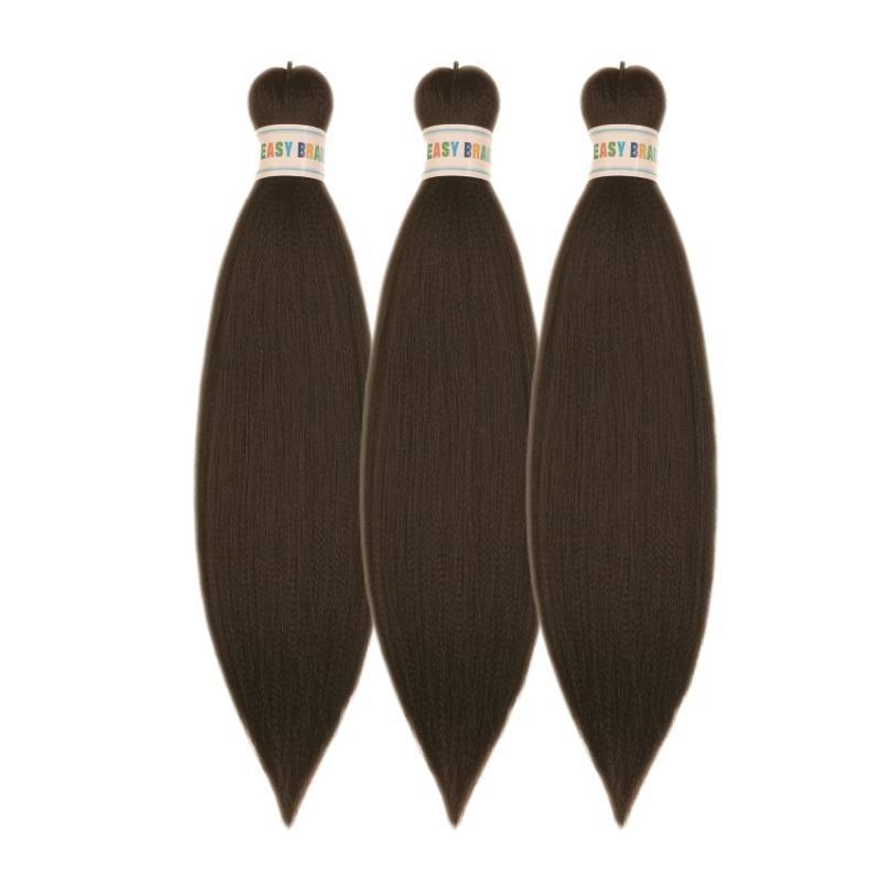 lot 55952 image: Brown Braiding Hair Pre Stretched 16Inch 4# Synthetic Kids Braid in Hair Extension for Braiding - Retail $9