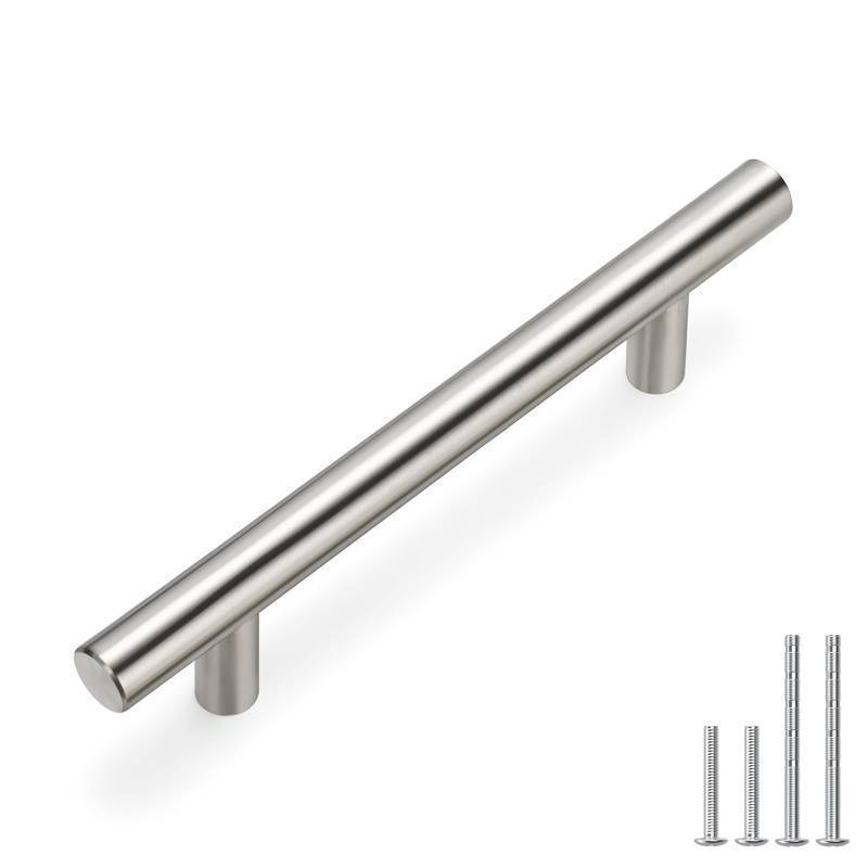 lot 56002 image: Kitchen Cabinet Handles Brushed Nickel Drawer Pulls - HD201SN Cabinet Hardware 4Pack 3-12in Hole Centers Cabinet Door Handles - Retail $16