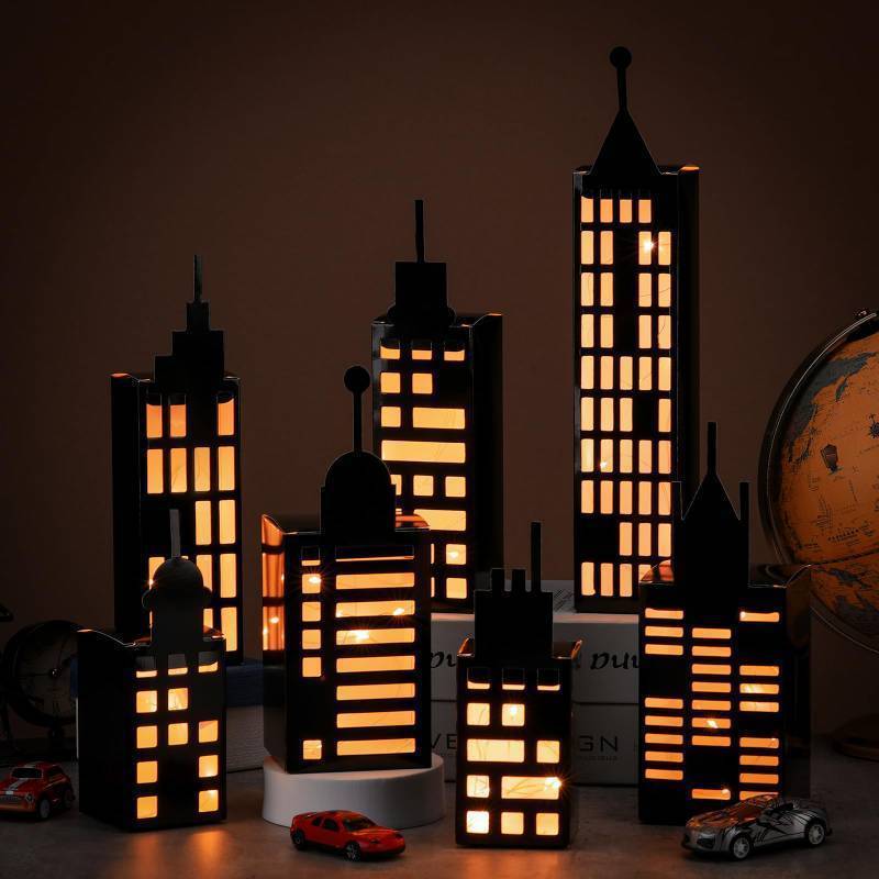 lot 35358 image: 15 Pcs Hero Party Favor Boxes Skyscraper 3D City Box Skyline Buildings Heroes Candy Goodies Boxes Hero Theme Centerpiece Decorations Birthday Party Supplies(Warm) - Retail $23
