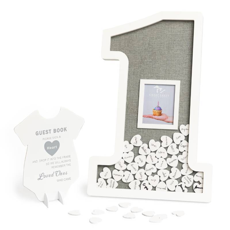 lot 35359 image: Great Lakes Memories GLM Adorable First Birthday Decorations - Guest Book Alternative for a 1st Birthday Celebration, 1st Birthday Boy or Baby Girl 1st Birthday Decorations
