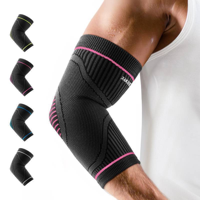 lot 55200 image: Elbow Compression Sleeve 2 Pack, High Elastic Elbow Brace for Tendonitis and Tennis Elbow for Women & Men, Elbow Sleeve for Tennis, Golfer, Badminton, Weightlifting, Pink M - Retail $8