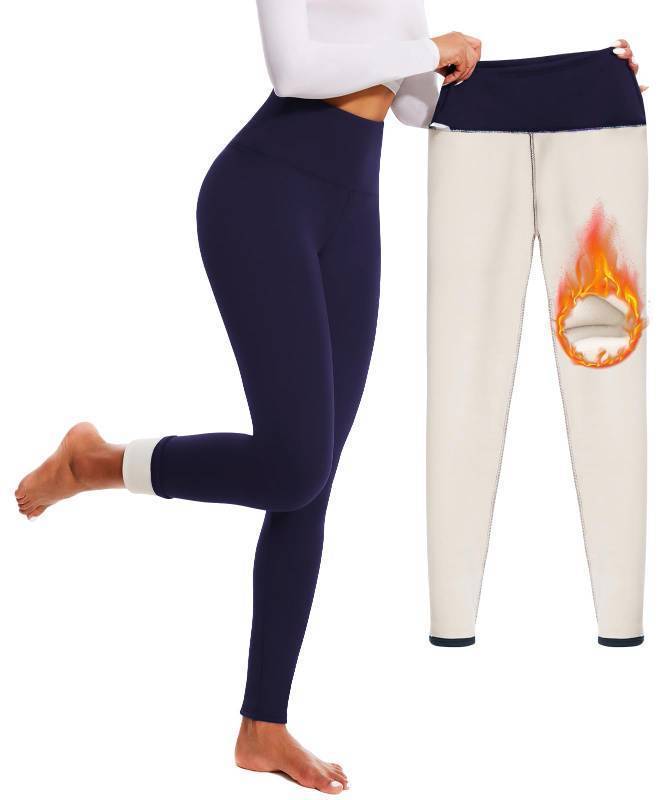 lot 26421 image: Fleece Lined Leggings for Women Thick High Waisted Winter Warm Yoga Pants Workout Tummy Control Thermal Warm Leggings(Navy Blue,X-Large). DAMAGED.  HOLE ABOUT HALF WAY DOWN THE INSEAM. - Retail $22