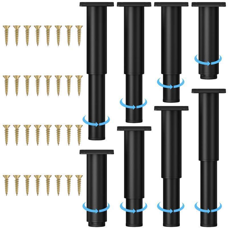 lot 35888 image: Metal Adjustable Furniture Legs 5.12-9.45 inch, Sofa Legs Cabinet Legs Adjustable Height Replacement Support Legs for BedCouchDresserChairCoffee Table,Legs for Furniture Set of 8-Black - Retail $40