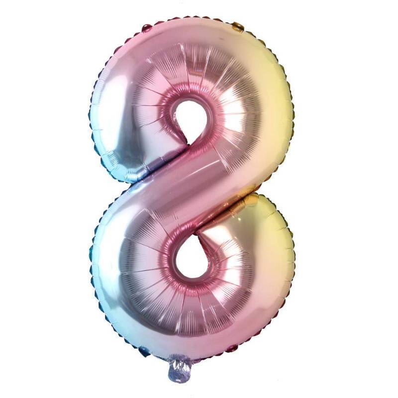 lot 62527 image: 32 Inch Number Balloons Foil Balloon Rainbow Gradient Digit ball colorful Wedding Birthday Party Decoration Baby Shower Supplies (32 inch rainbow 8) - Retail $5