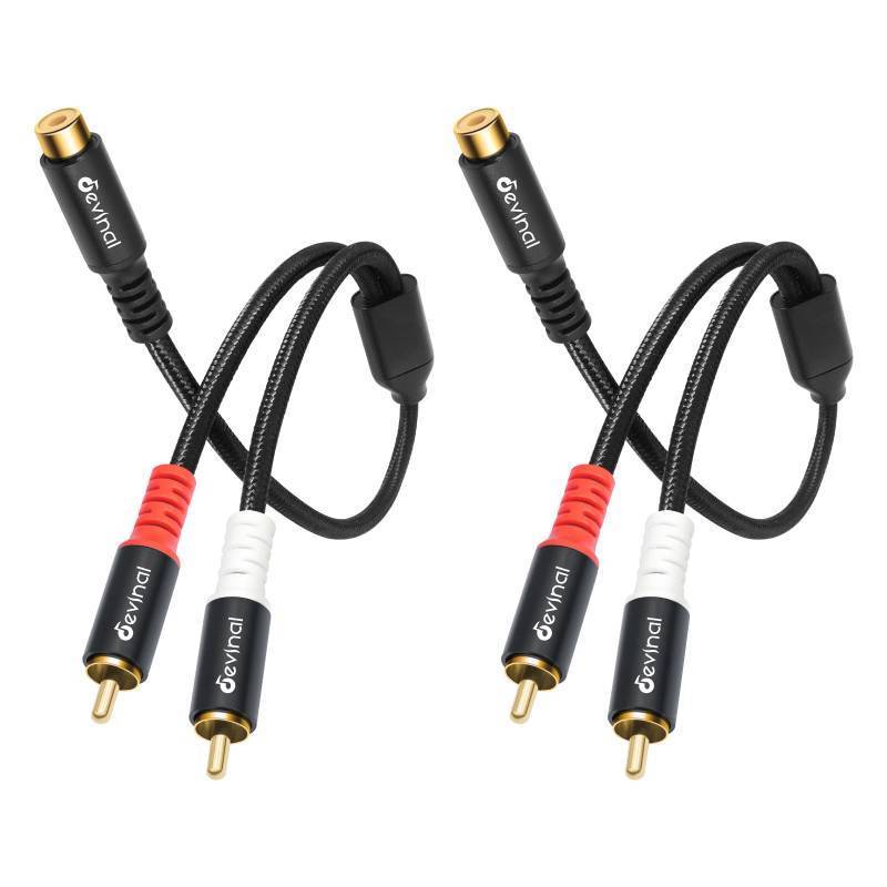 lot 62545 image: RCA Y Adapter 1 Female to 2 Male RCA Splitter, subwoofer Splitter Cable Gold Plated 10 inch - Retail $10