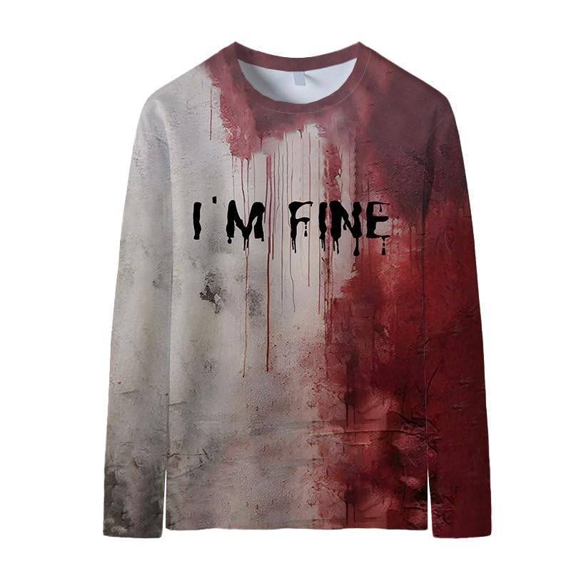 lot 62548 image: Problem Solved Bloody Long Sleeve Shirt Im Fine Tshirt Halloween T-Shirt for Adult Men Women (US, Alpha, Medium, Regular, Regular, Im Fine Bloody) - Retail $13,787