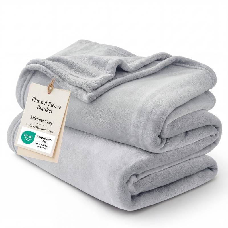 lot 62569 image: Bedsure GentleSoft Fleece Blanket Twin Size Light Grey - 300GSM Lightweight Plush Fuzzy Cozy Soft Warm Blanket for Bed, Sofa, Couch, Travel, Camping, 60x80 inches - Retail $27